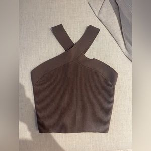 Aritzia Brown Ribbed Crop Top